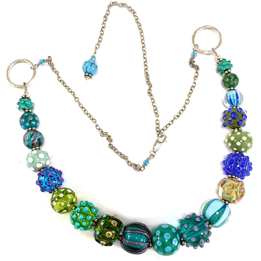 Ocean Themed Boho Bead Collector's Necklace - The Glass Acorn