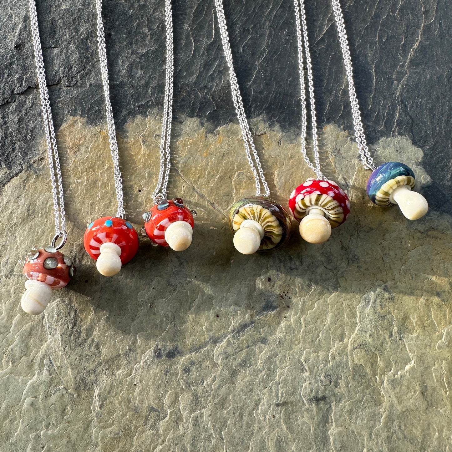 Tiny Mushroom Pendants - The Glass Acorn