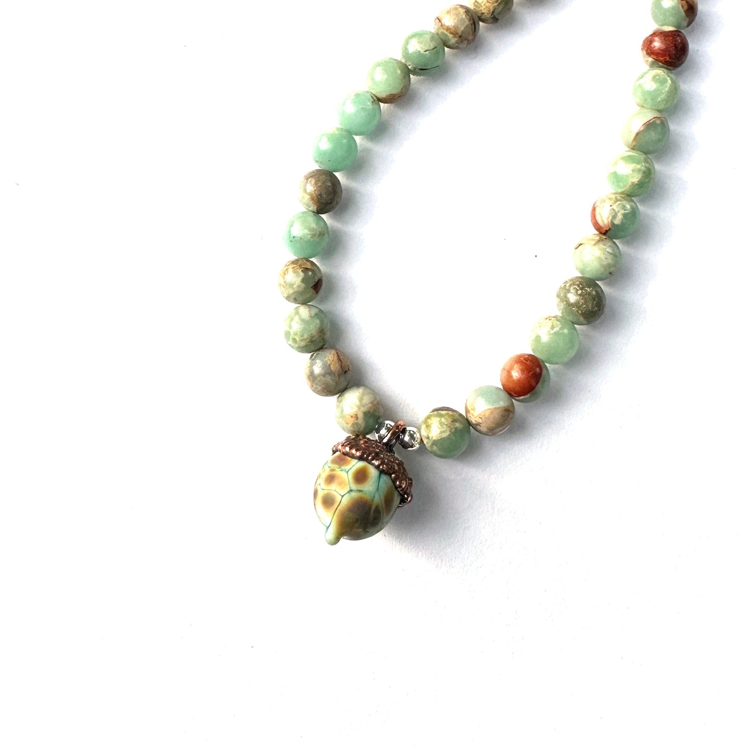 Acorn and Gemstone Necklace - The Glass Acorn