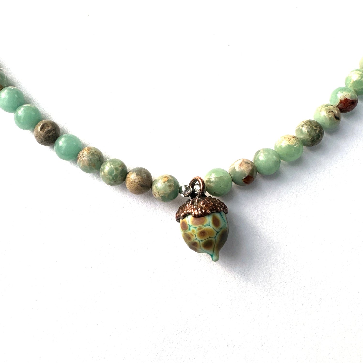 Acorn and Gemstone Necklace - The Glass Acorn