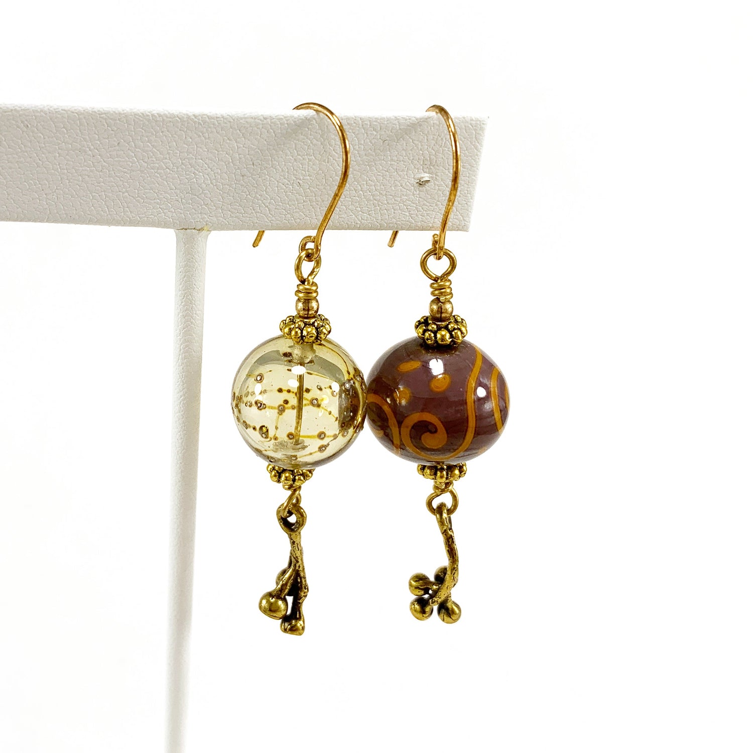 Amber and Lavender Earrings - The Glass Acorn