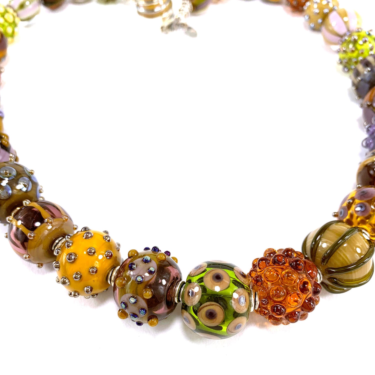 Autumn Themed Boho Bead Collector's Necklace - The Glass Acorn