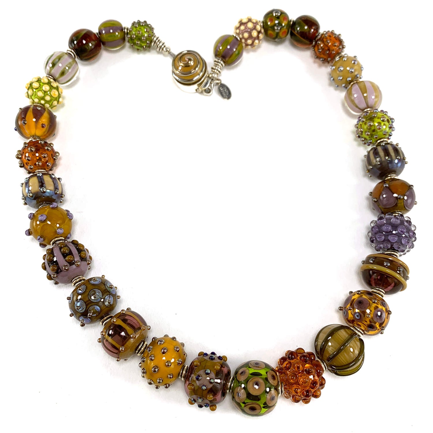 Autumn Themed Boho Bead Collector's Necklace - The Glass Acorn
