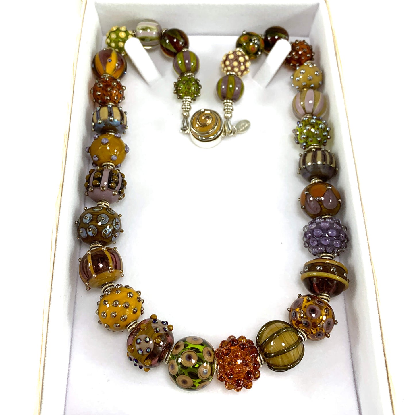 Autumn Themed Boho Bead Collector's Necklace - The Glass Acorn