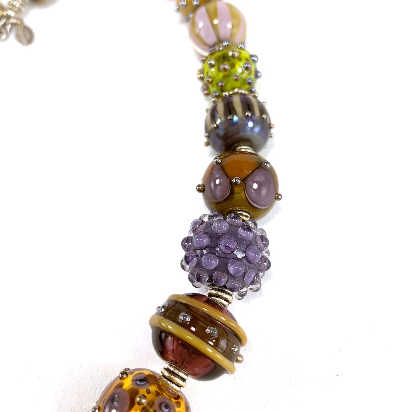 Autumn Themed Boho Bead Collector's Necklace - The Glass Acorn