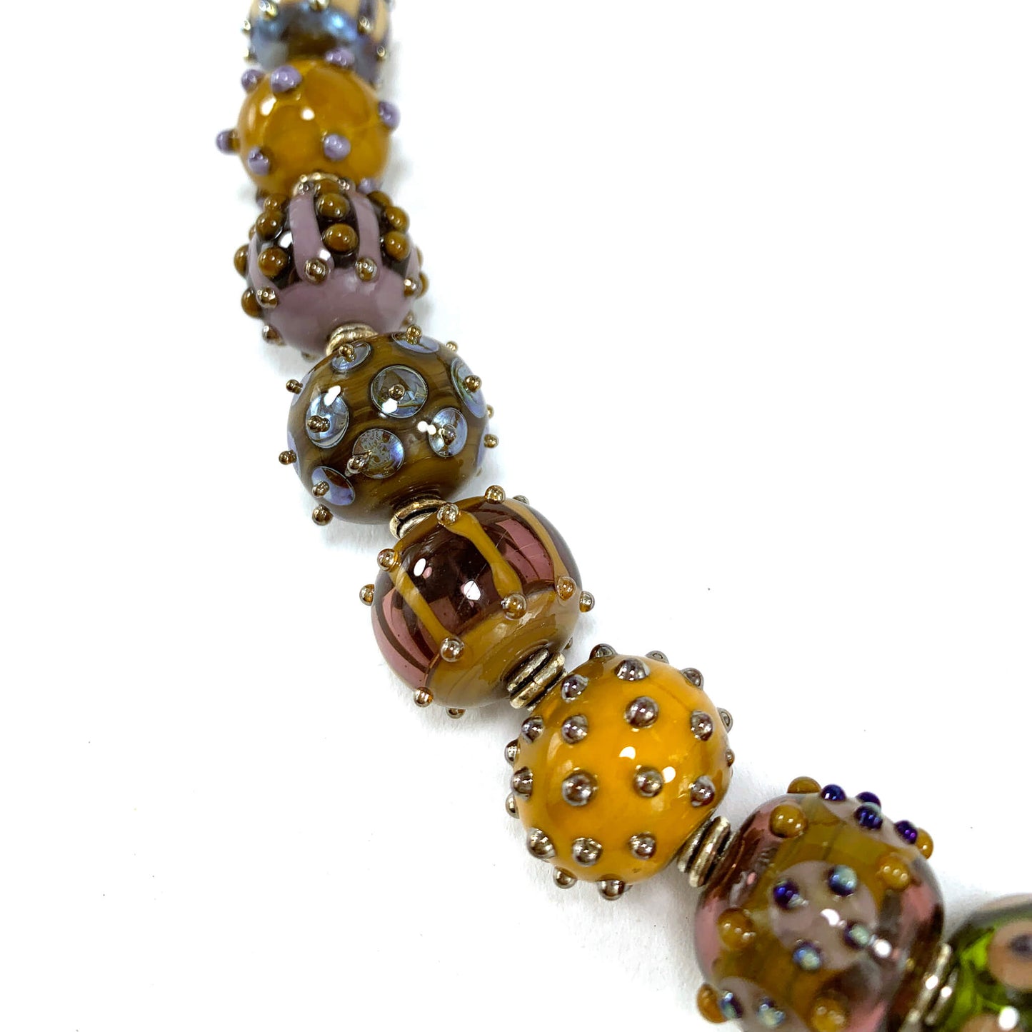 Autumn Themed Boho Bead Collector's Necklace - The Glass Acorn