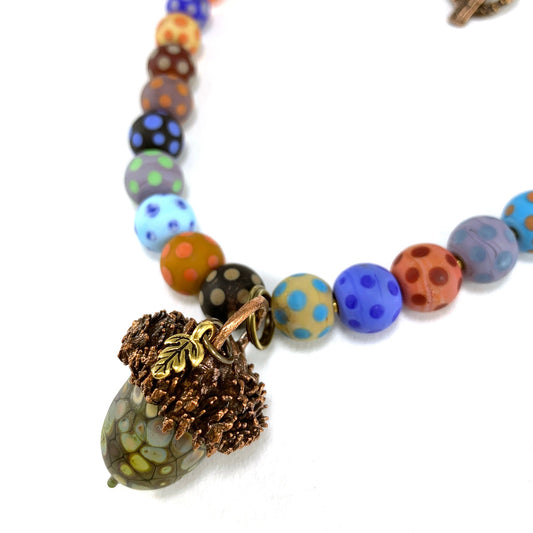 Beaded Santa Cruz Mountains Tanoak Acorn Choker - The Glass Acorn