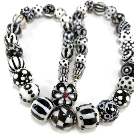 Black and White Boho Bead Collector's Necklace - The Glass Acorn