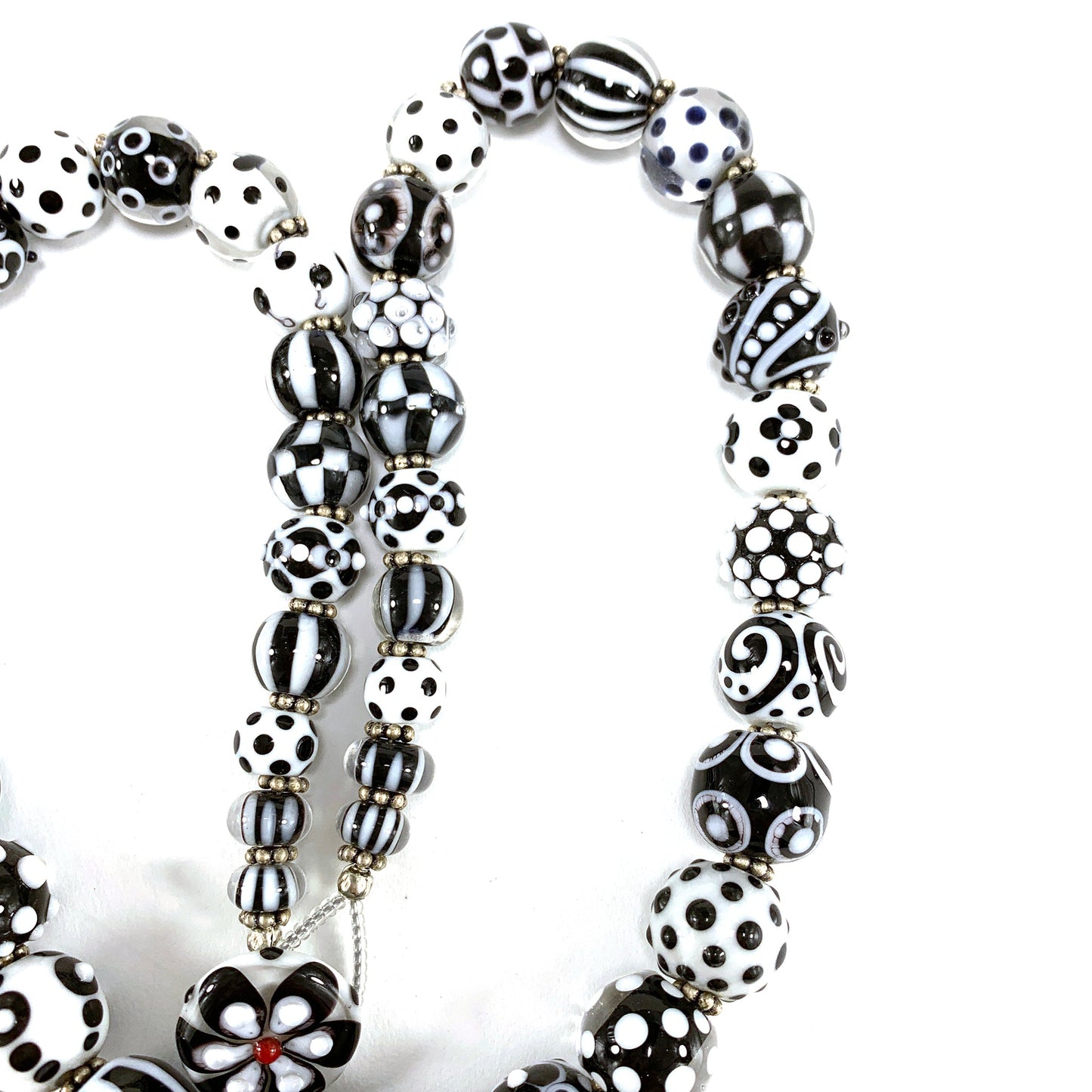 Black and White Boho Bead Collector's Necklace - The Glass Acorn