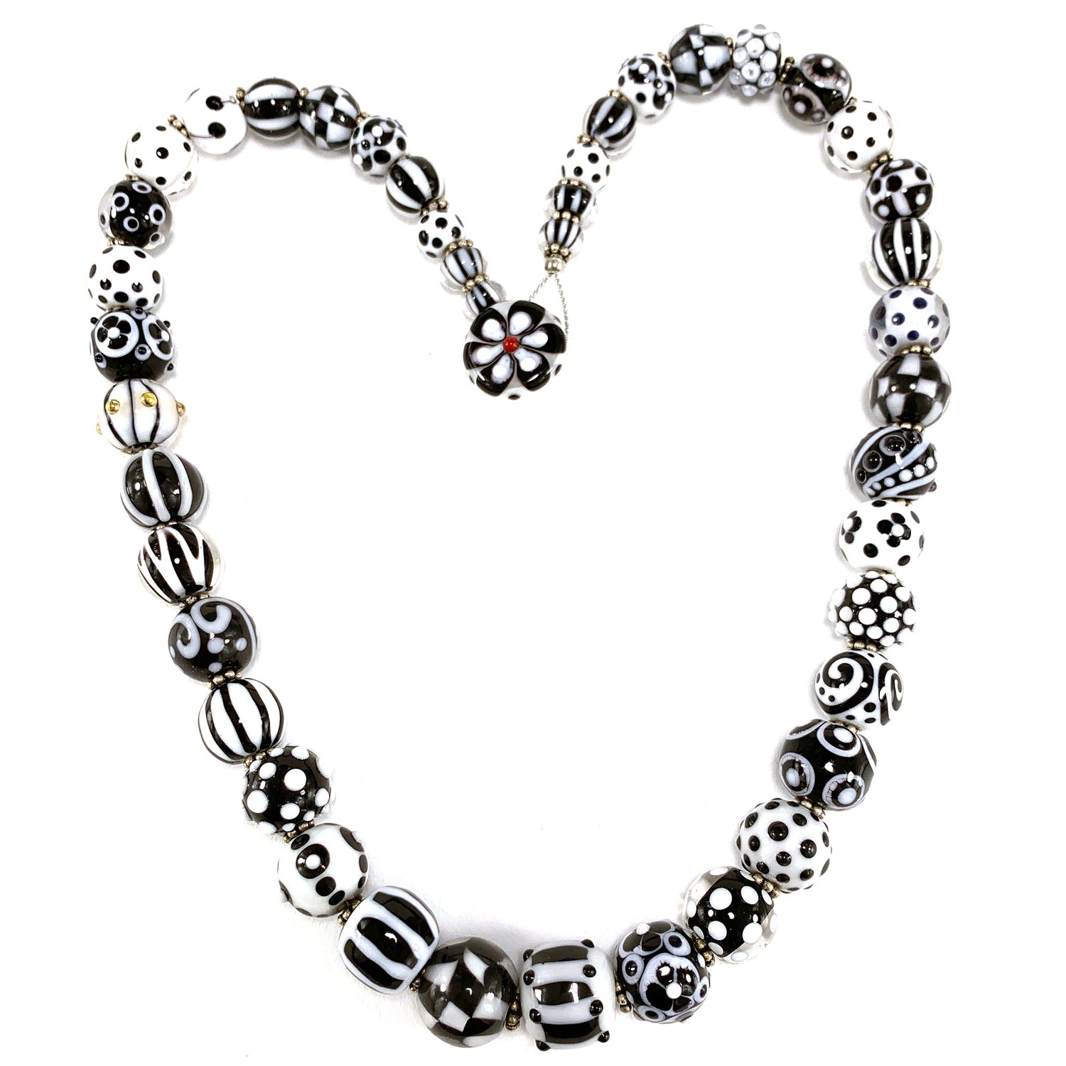 Black and White Boho Bead Collector's Necklace - The Glass Acorn