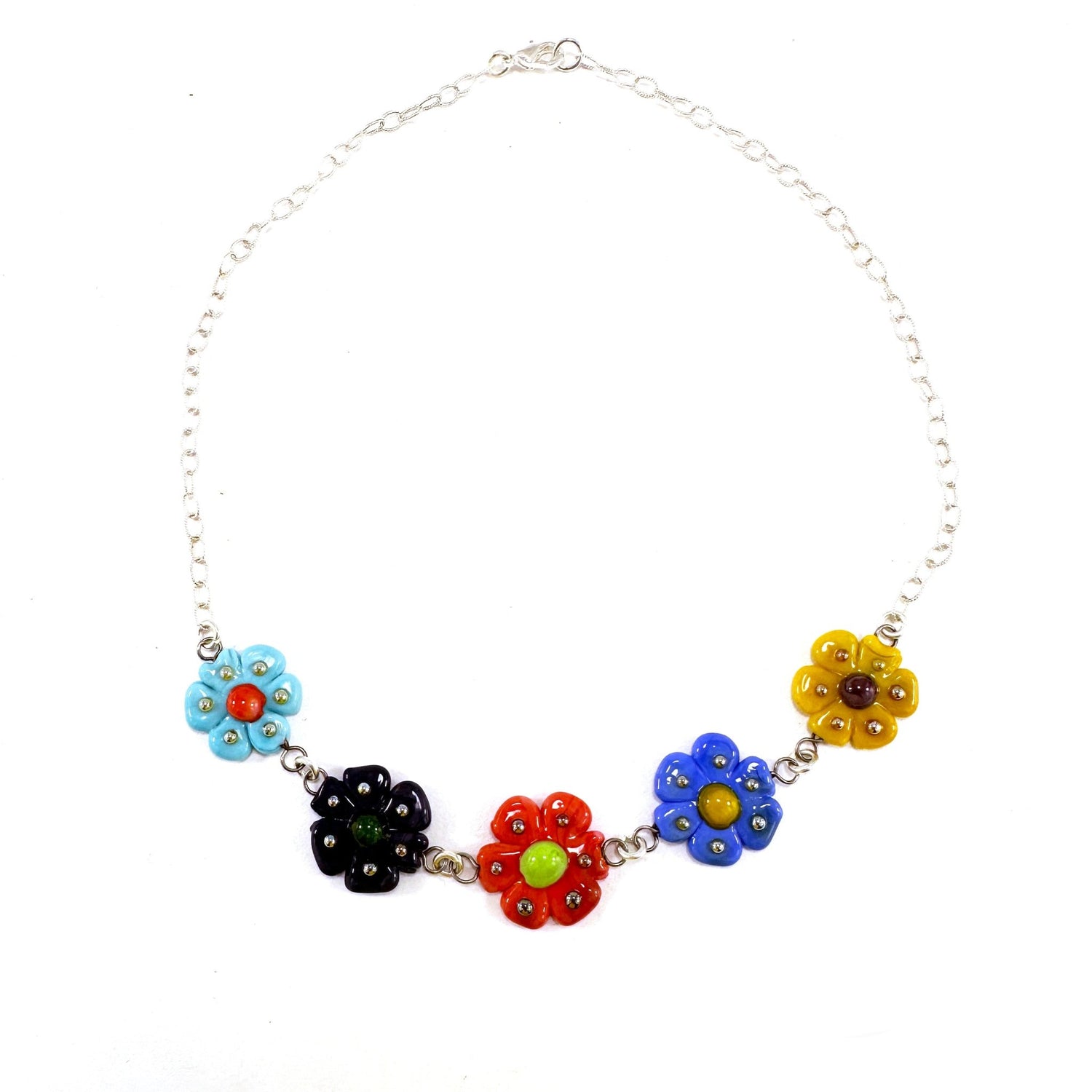 Daisy Chain Choker, pink and gold