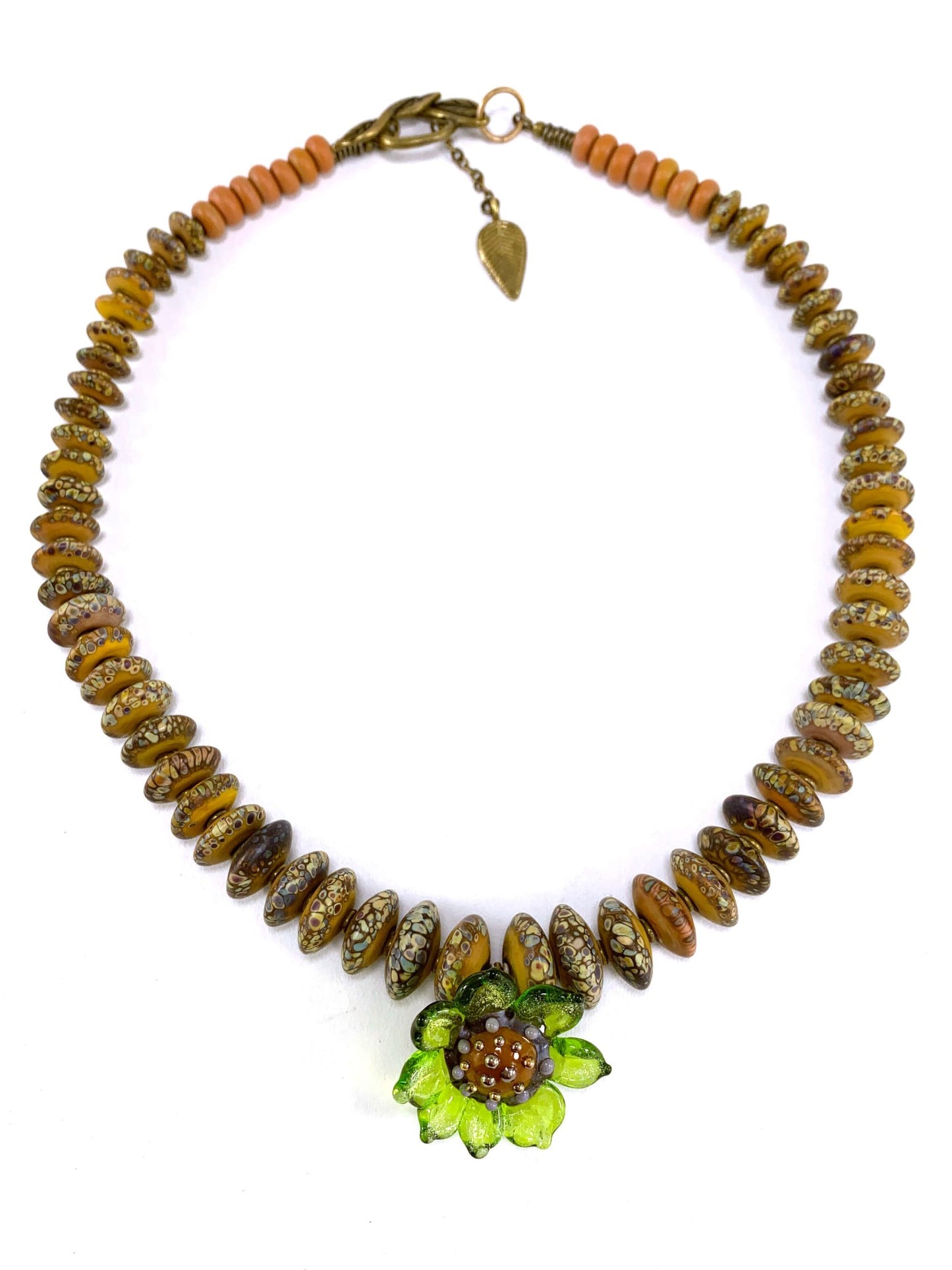 Disc Bead Necklace with Removable Flower Slide - The Glass Acorn