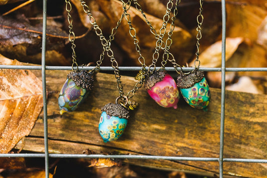 Glass and Copper Acorn Pendant - The Glass Acorn