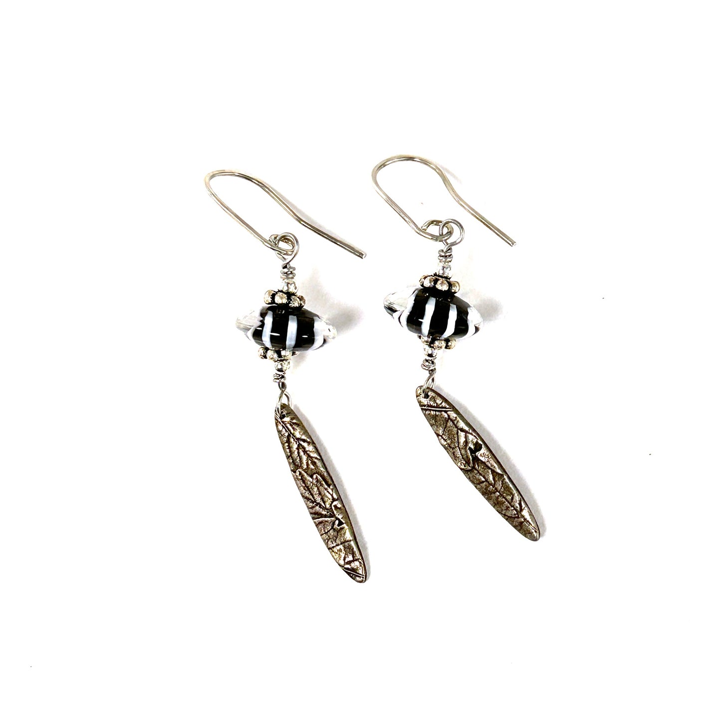 Long Black and White Dangling Earrings - The Glass Acorn