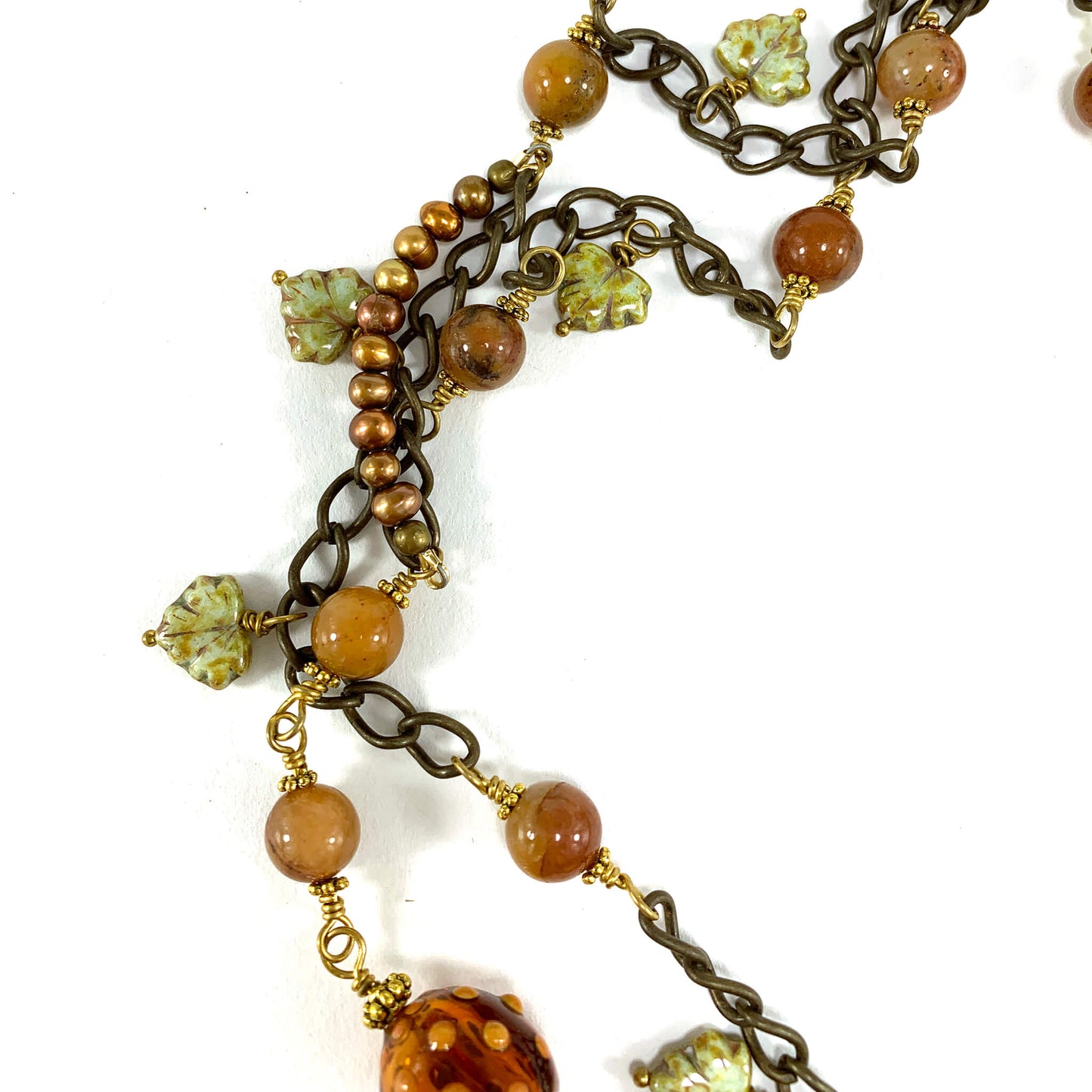 Long Necklace in Lavender and Amber - The Glass Acorn
