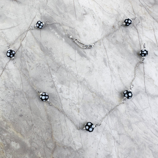 Minimalist Black and White Bead Necklace - The Glass Acorn