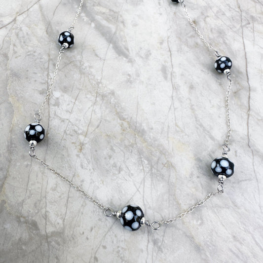 Minimalist Black and White Bead Necklace - The Glass Acorn