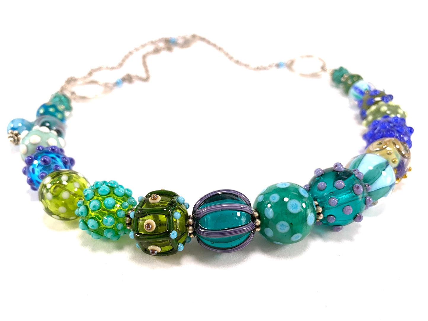 Ocean Themed Boho Bead Collector's Necklace - The Glass Acorn