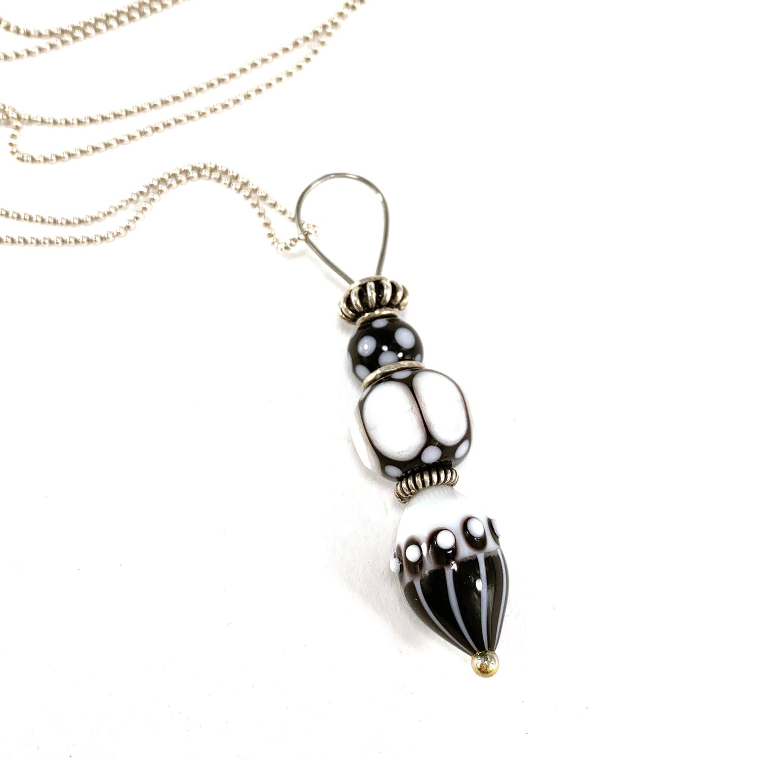 Stacked Bead Pendant in Black and White