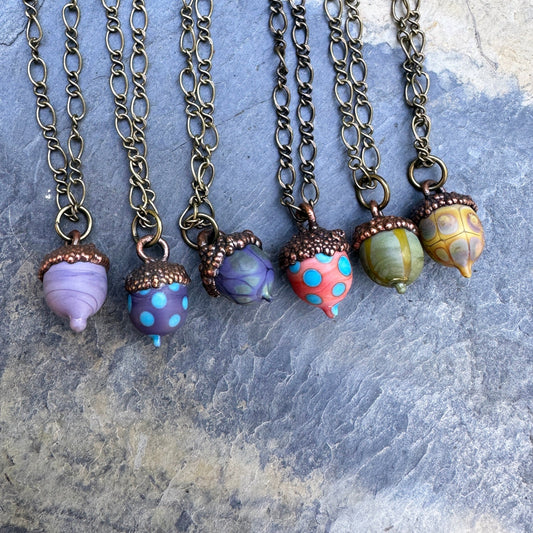Tiny Acorn Pendants - The Glass Acorn