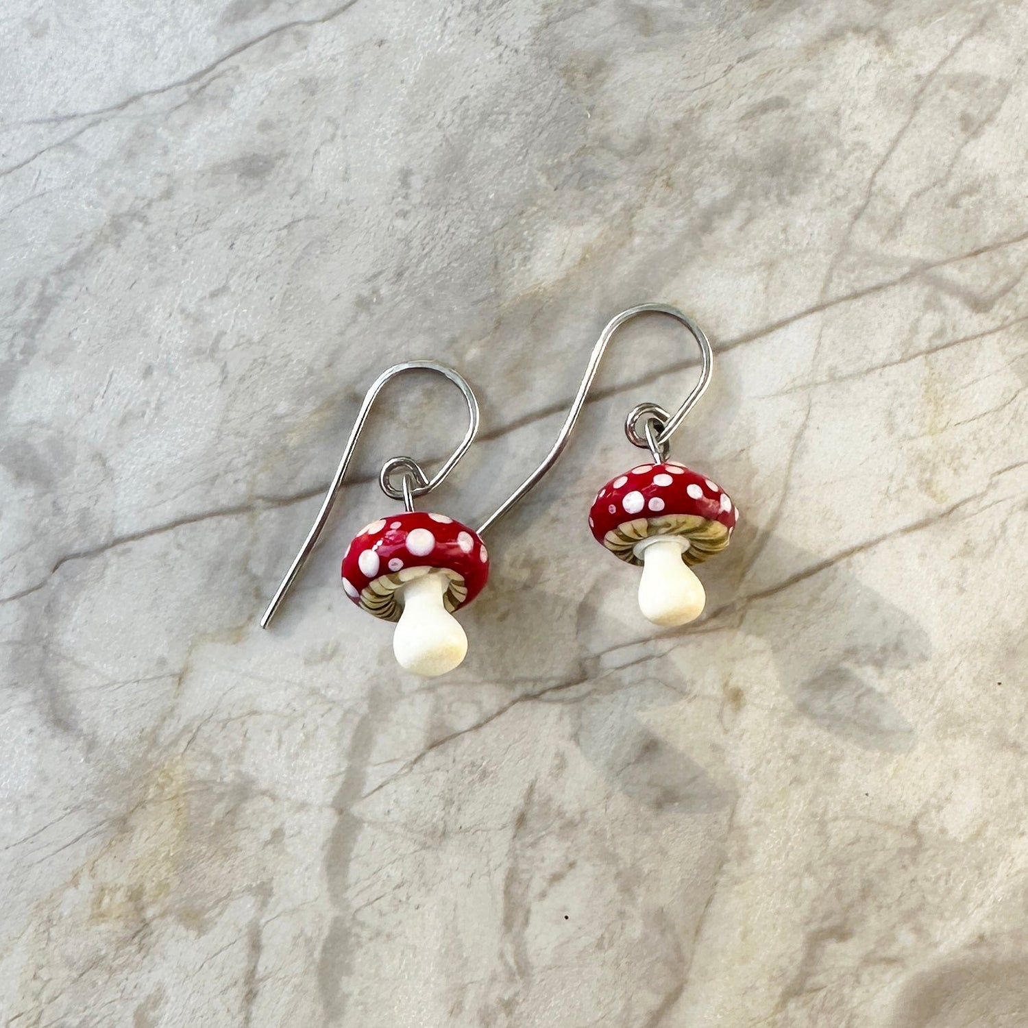 Tiny Mushroom Earrings - The Glass Acorn