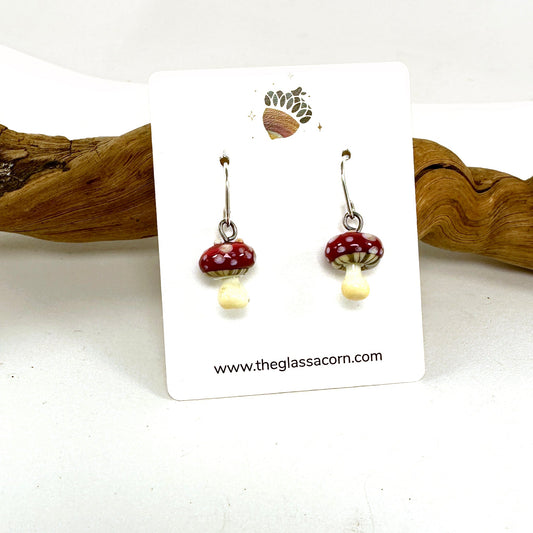 Tiny Mushroom Earrings - The Glass Acorn